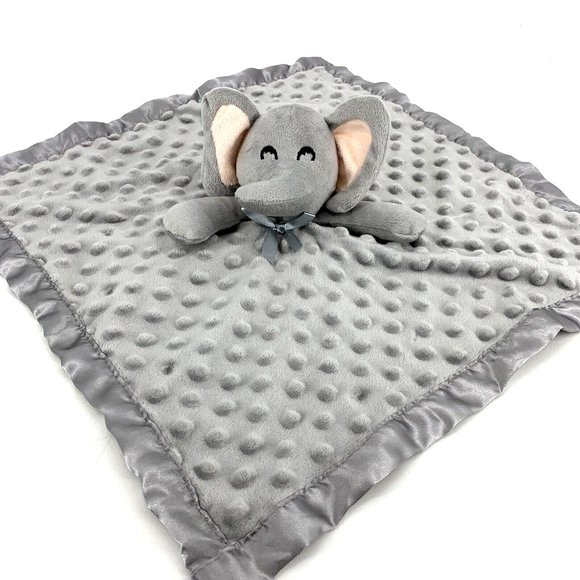 Gray Elephant Crinkle Ears Velour Baby Security Blanket Plush‎ Lovey Dot Minky - Picture 2 of 6